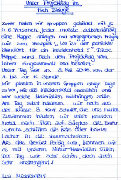 Projekttag Biologie 2016
